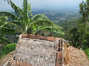 High up above the village a simple shelter for work breaks
