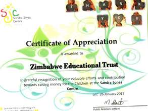 A certificate from the Sandra Jones Centre