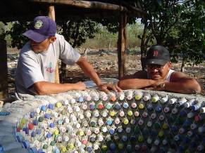 Upcycling plastic bottles for building rainwater storage cistern