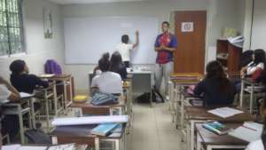 At school training