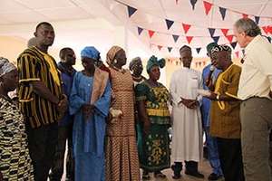 Traditional leaders in formal welcome.