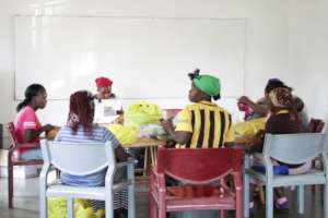 The ladies meeting at the Kudvumis Skills office