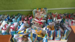 Gift packs for distribution at our Easter party