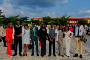 Ufuoma (in all white) and her university friends