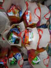 Packed Christmas provisions for the kids