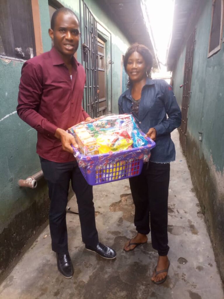 Dami's mom collected her hamper for their family