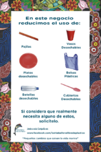 Poster for local businesses to reduce plastic use.