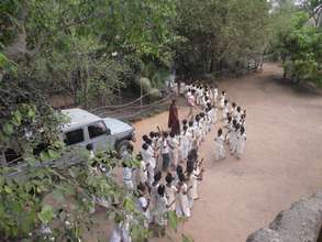children going outside