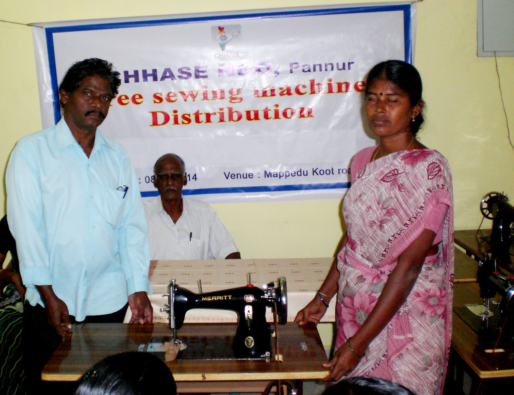 Sewing machine to poor women to earn income