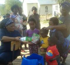 Giving out cereal