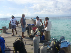 The Puerto Morelos Cooperative preparing its scuba gear.