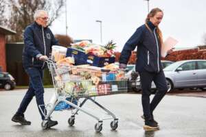 Distribution of surplus food at Easter