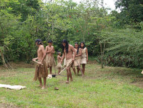 Maleku family demonstrating tribal cultures