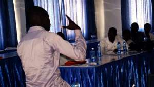 Young man sharing his experiences