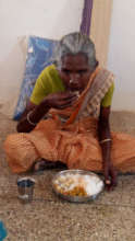 Elder eating lunch