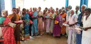 Elders receiving clothes