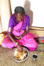 Elder eating lunch