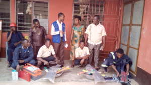 Students with their tools after donation from IOM