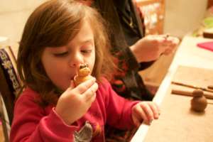 Testing a monkey whistle that Mom and Dad made