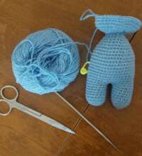 a Battered Bear under construction, by hand