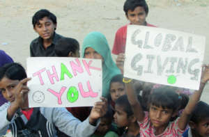 Street Children Giving thanks to Global Giving