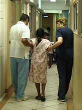 Patient walking after surgery