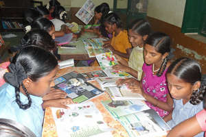 More orphanage girls enjoying new library books