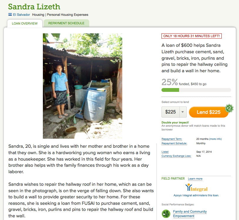 Microloans for Personal Housing = Stability