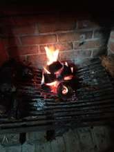 Burning briquettes