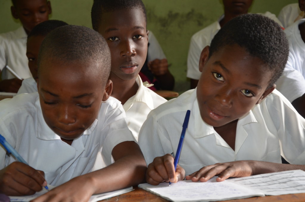 Children learning in retrofit school