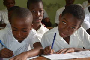 Children learning in retrofit school