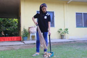 Doing house chores teach her responsibility.