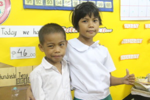 Izza and her brother, JR, are both in Grade 1.