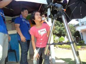 Trying the telescope for the first time