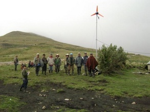 An installed 100 Watt wind turbine in Alumbre.