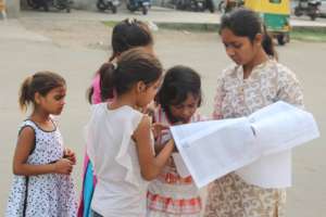 Girls identifying issues in the community