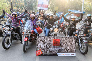 Bike rally with women riders up front