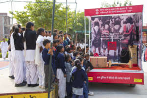 Children supporting our video van