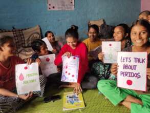 Adolescent in Haryana made drawings on MHM day