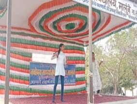 Aadhya performing in the street play!