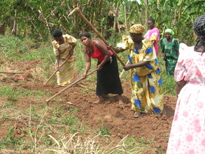 Mothers setting up a demonstration nursery bed