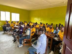 students attending class