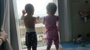 Jacob & Skylah-Mae looking out hospital window