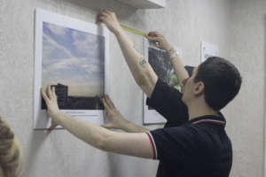 Kostya&Agata in the mid of office walls decoration