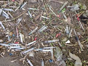 Syringe carpet in Moscow parks