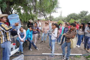 Dozens of students working with Caminos staff