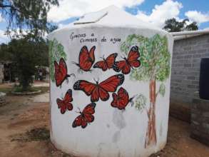 A decorated rain cistern in San Antonio de Lourdes