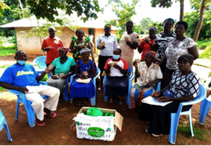 Villagers receiving seeds at training
