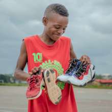 Shoe distribution. What a smile!