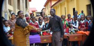 Project leader Mrs Briggs during the presentation.